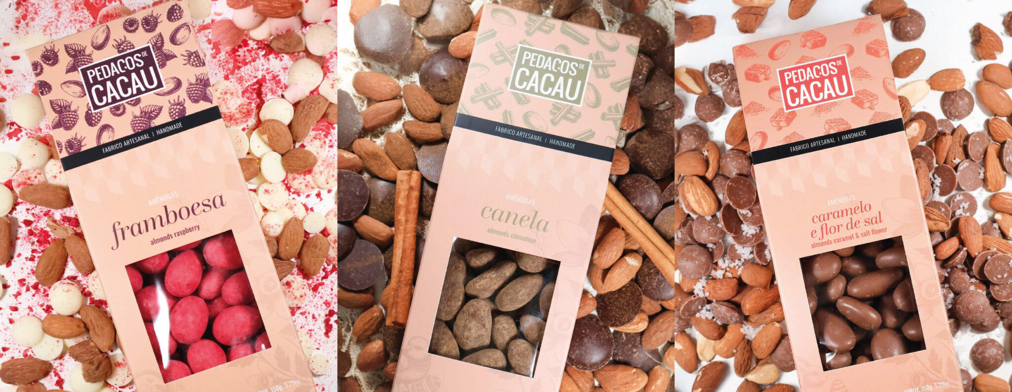 amendoas artesanais pedaços de cacau